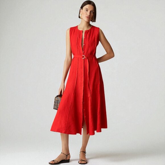 J. Crew Dresses & Skirts - J. Crew Petite seamed linen dress with removable belt Medium Petite